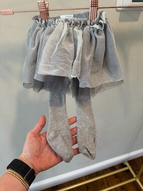 Gray Tulle Skirt baby girl Tights